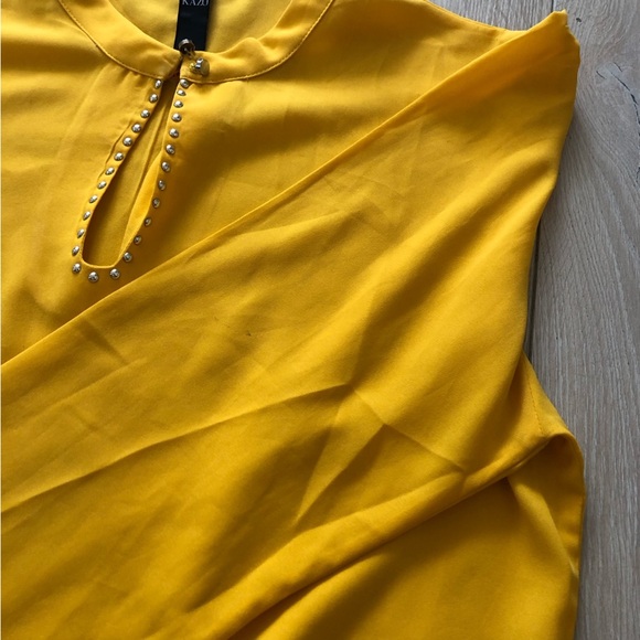 Kazo Mustard Yellow Long Sleeve Blouse Size L - Picture 13 of 14